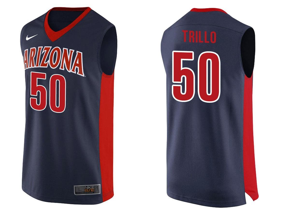 Male Tyler Trillo 50 Arizona Wildcats Navy College Team Basketball Performance Jersey