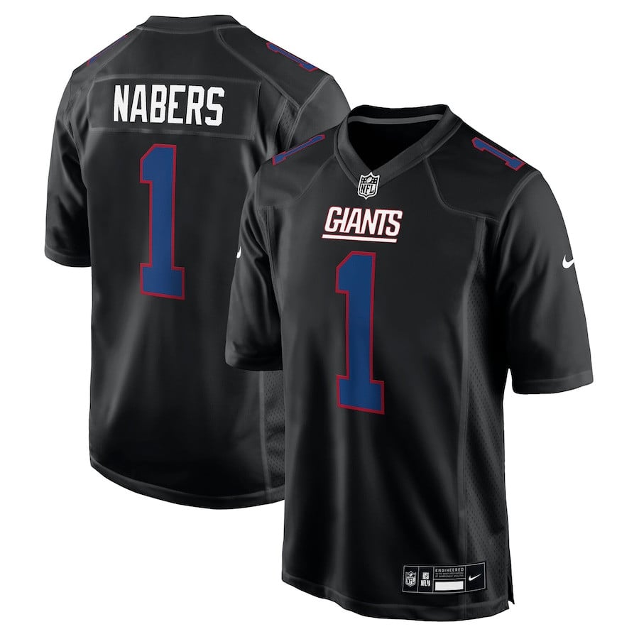 Malik Nabers 1 New York Giants Fashion Men Jersey - Carbon Black Js3668