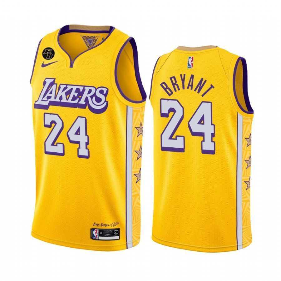 Mamba Forever Kobe Bryant Los Angeles Lakers Yellow City 24 Jersey