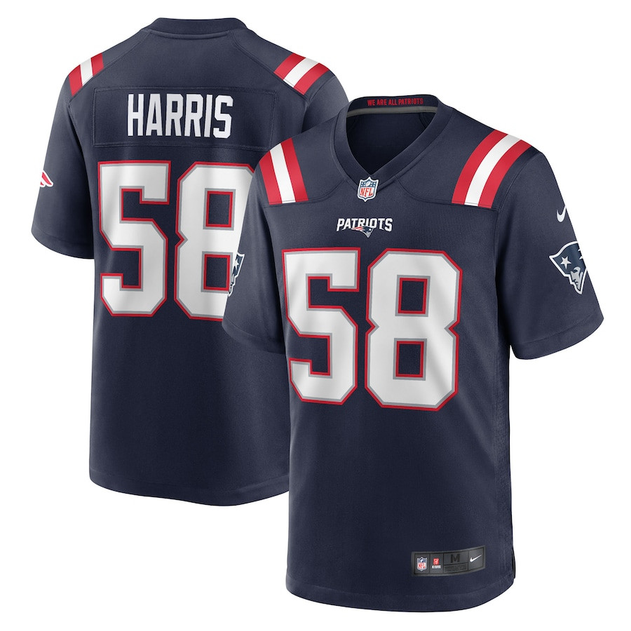 Marcus Harris 58 New England Patriots Team Game Men Jersey - Navy Js5104
