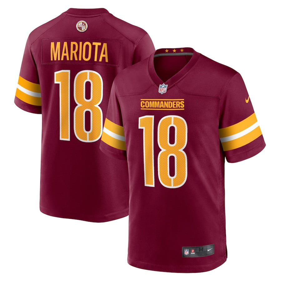 Marcus Mariota 18 Washington Commanders Game Men Jersey - Burgundy Js1788