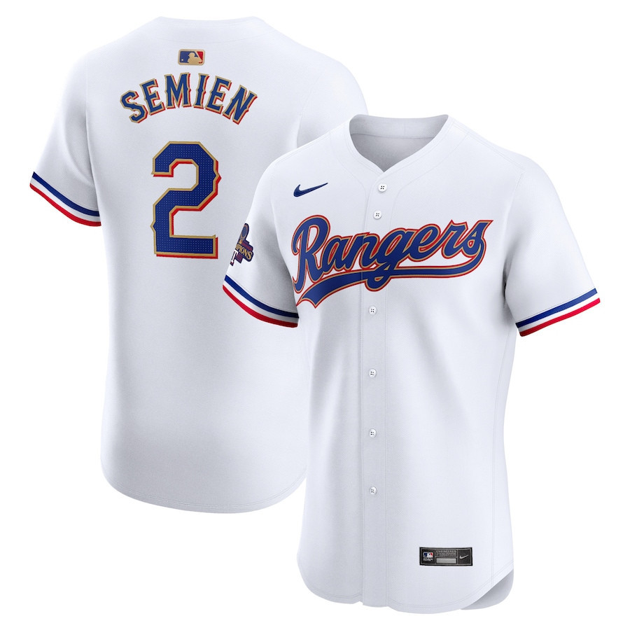 Marcus Semien 2 Texas Rangers 2024 Gold Collection Elite Player Jersey - White