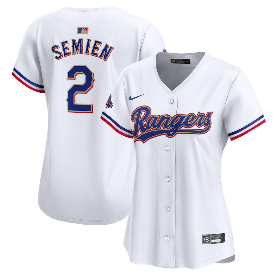 Marcus Semien 2 Texas Rangers 2024 Gold Collection Limited Jersey - Women White