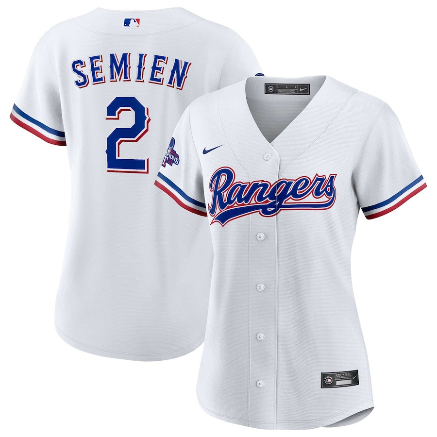 Marcus Semien 2 Texas Rangers Home 2023 World Series Champions Women Jersey - White