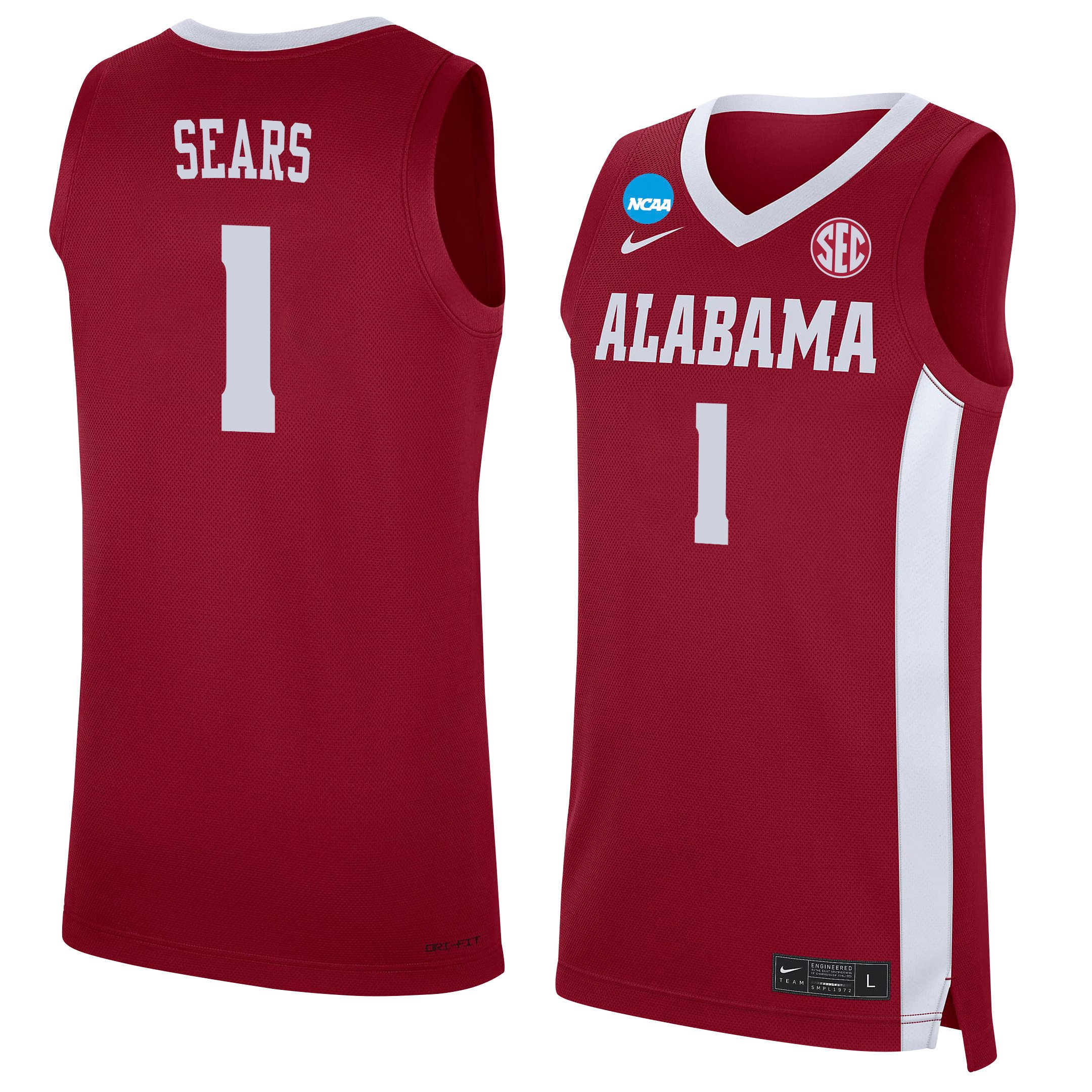 Mark Sears 1 Alabama Crimson Tide 2024 Men's Basketball Jersey - Red, Unisex Jersey