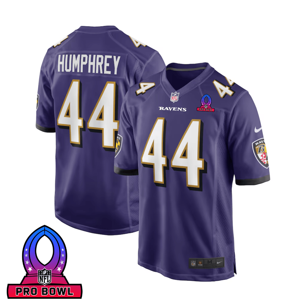 Marlon Humphrey 44 Baltimore Ravens 2025 Pro Bowl Patch Game Men Jersey - Purple Js3317
