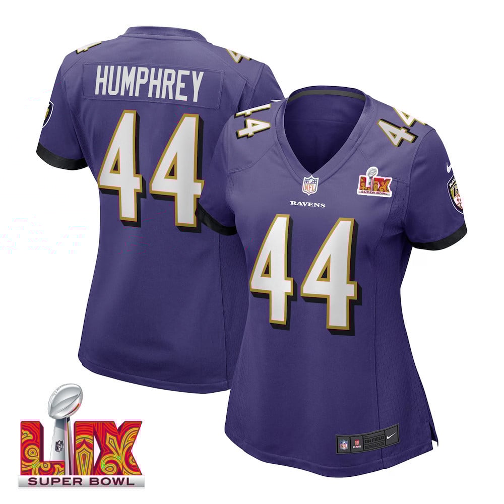 Marlon Humphrey #44 Baltimore Ravens Super Bowl Lix Women's Jersey - Purple Js9664