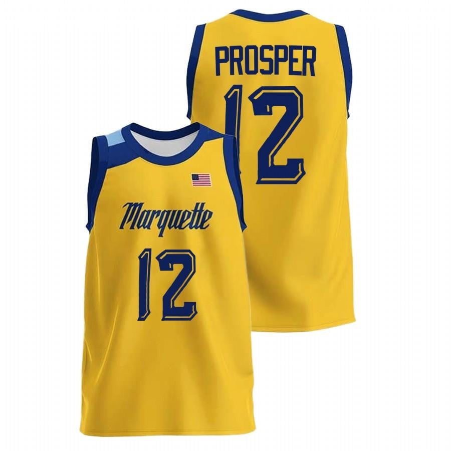 Marquette Golden Eagles 12 Olivier-maxence Prosper 2022 Gold College Basketball Men Jersey