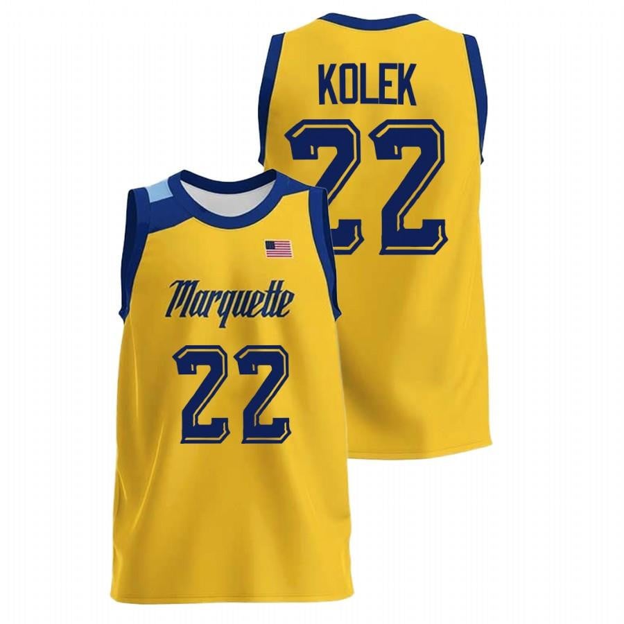 Marquette Golden Eagles 22 Tyler Kolek 2022 Gold College Basketball Men Jersey