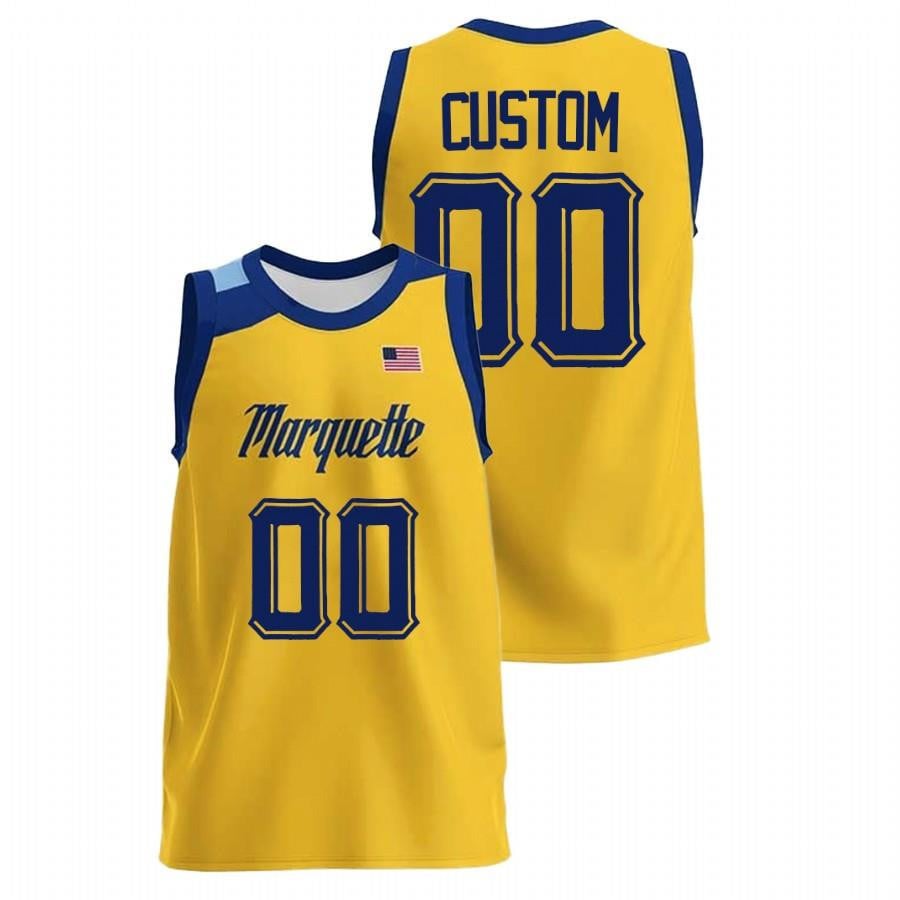 Marquette Golden Eagles Custom 2022 Gold College Basketball Men Jersey