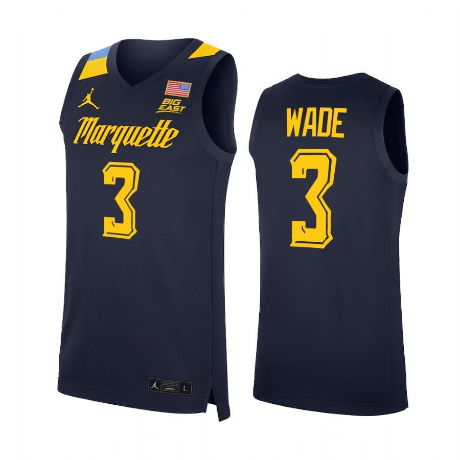 Marquette Golden Eagles Dwyane Wade 3 Jersey College Basketball Blue Uniform