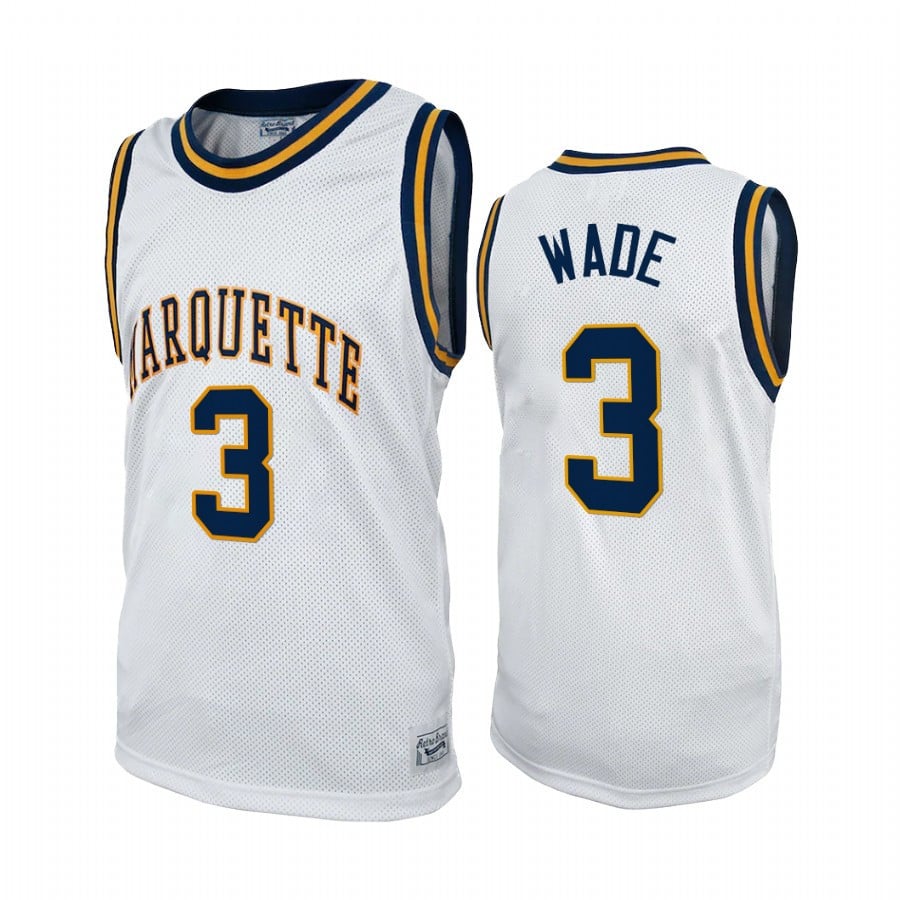 Marquette Golden Eagles Dwyane Wade 3 Jersey Commemorative Classic White Basketball Uniform