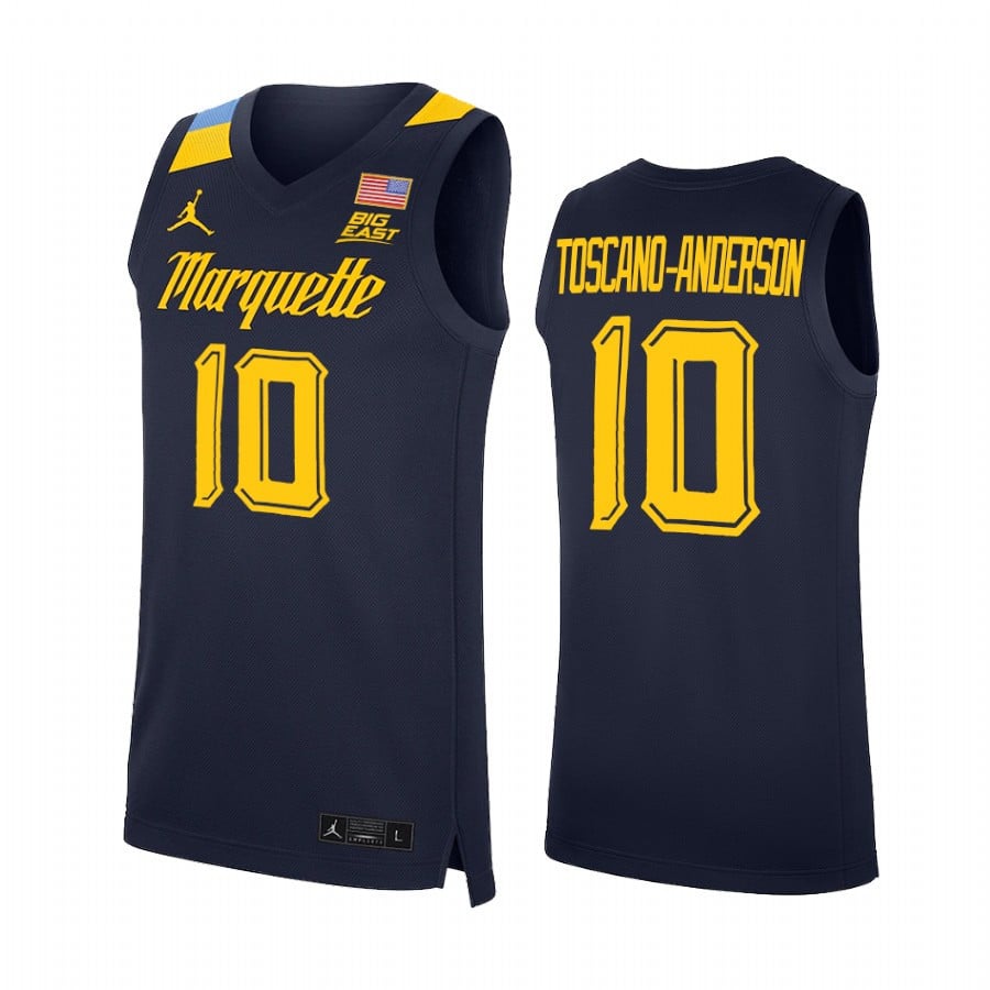 Marquette Golden Eagles Juan Toscano-anderson 10 Jersey College Basketball Blue Uniform