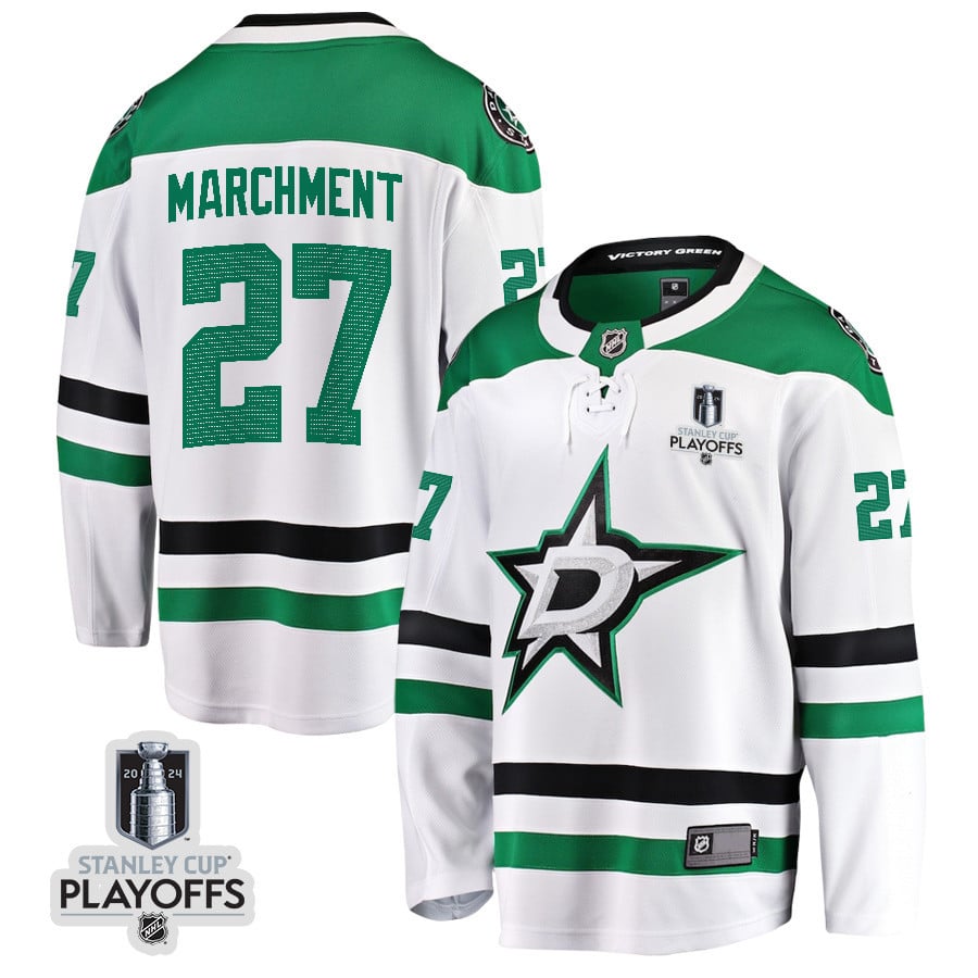 Mason Marchment 27 Dallas Stars 2024 Nhl Playoffs Patch Away Breakaway Jersey - Men