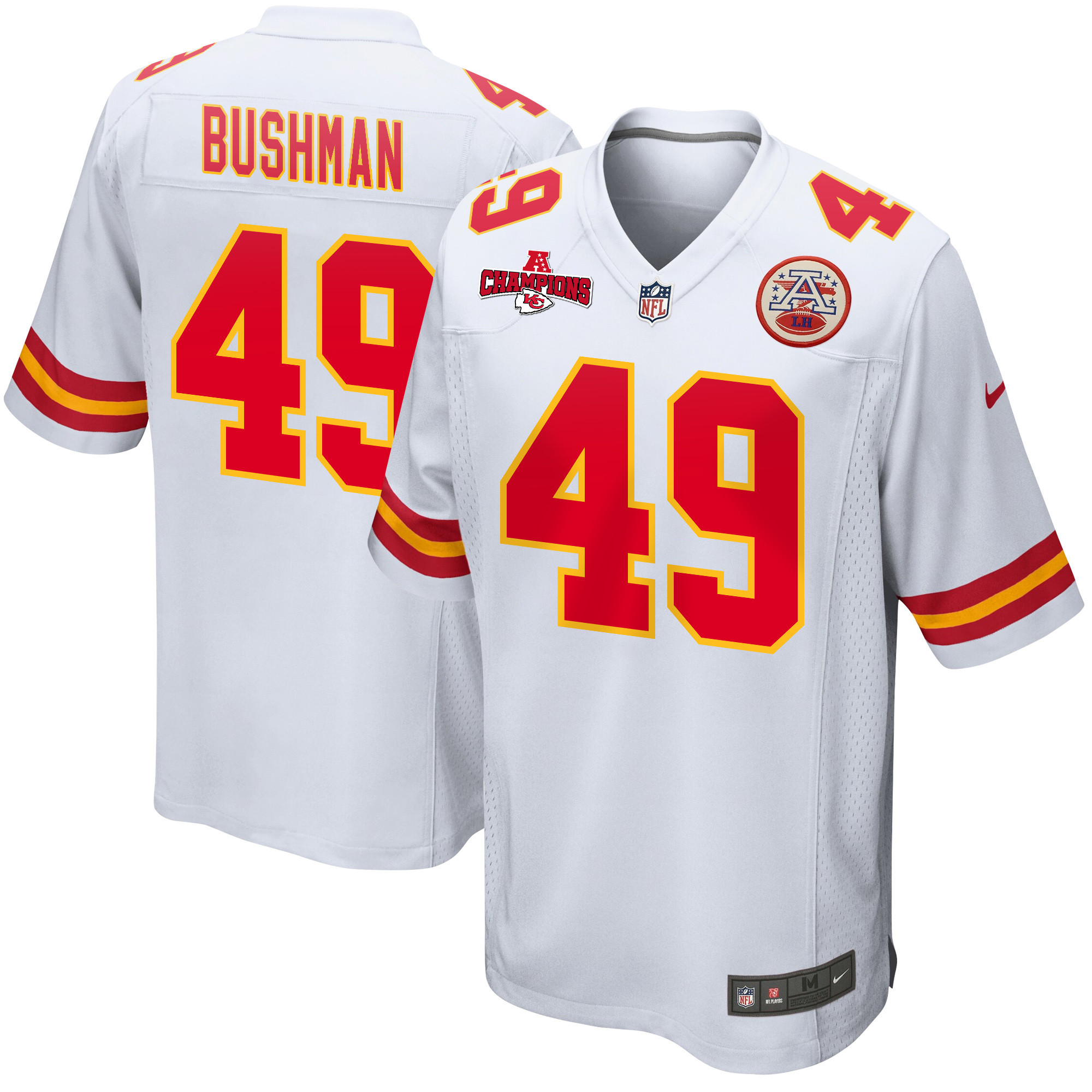 Matt Bushman 49 Kansas City Chiefs Afc Champions Patch Game Men Jersey - White Js2130
