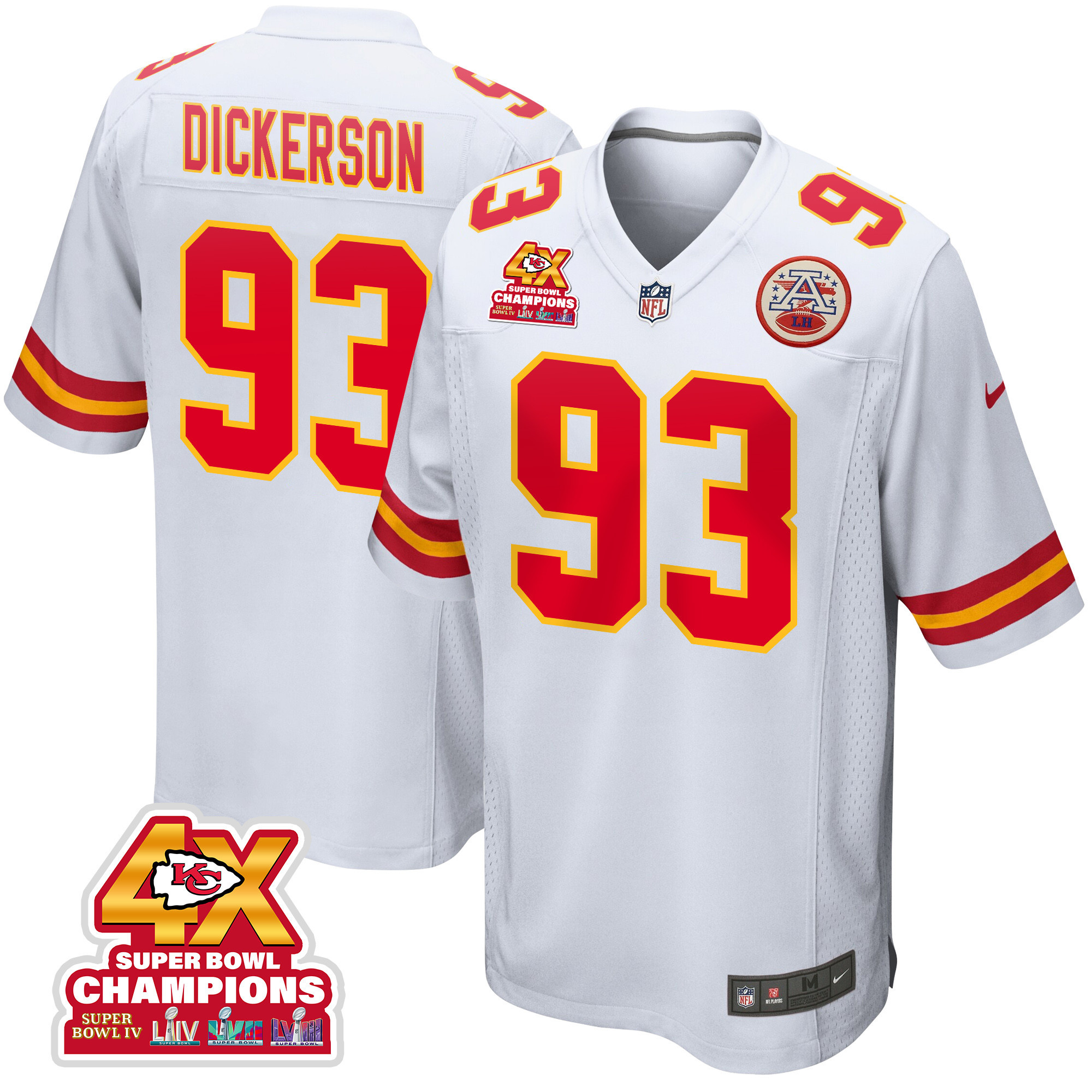 Matt Dickerson 93 Kansas City Chiefs Super Bowl Lviii Champions 4x Game Men Jersey - White Js1627