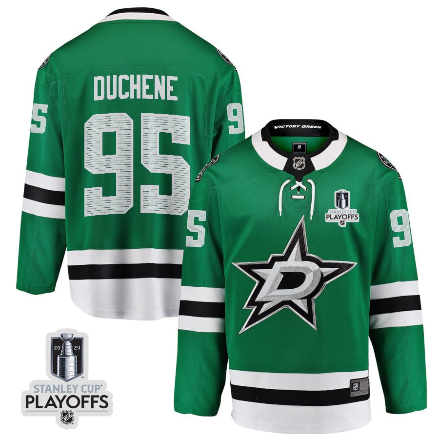 Matt Duchene 95 Dallas Stars 2024 Nhl Playoffs Patch Home Jersey - Men, Green
