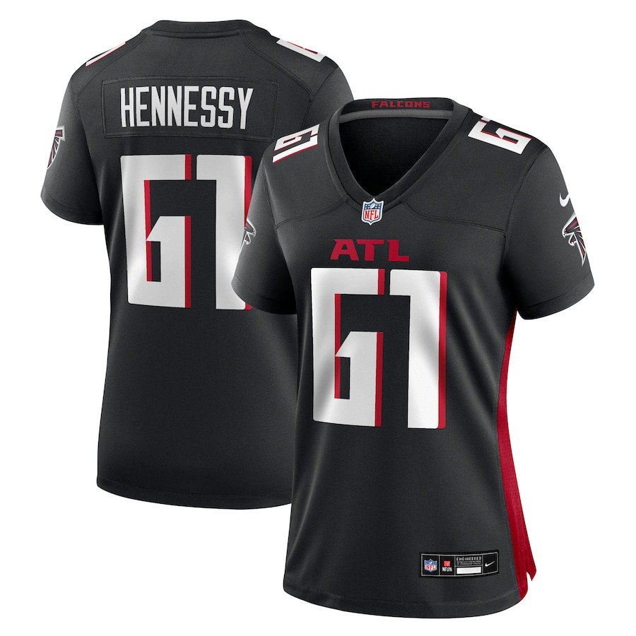 Matt Hennessy 61 Atlanta Falcons Women's Team Game Jersey - Black Js4369