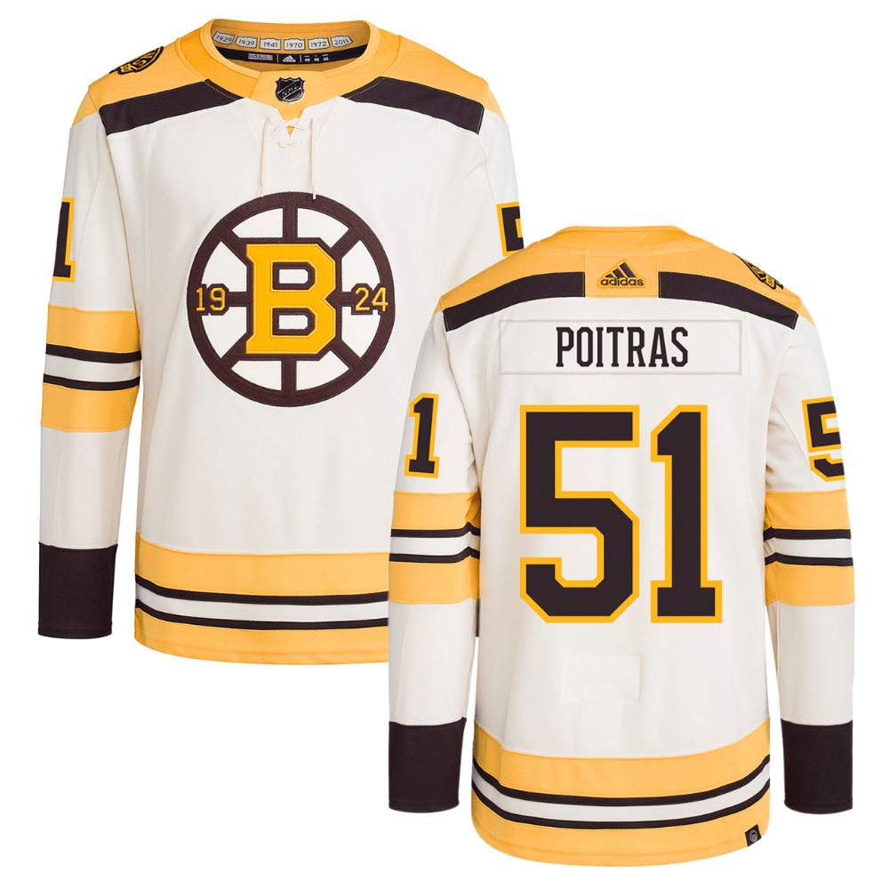 Matthew Poitras 51 Boston Bruins 100th Anniversary Primegreen Third Men Jersey - Cream