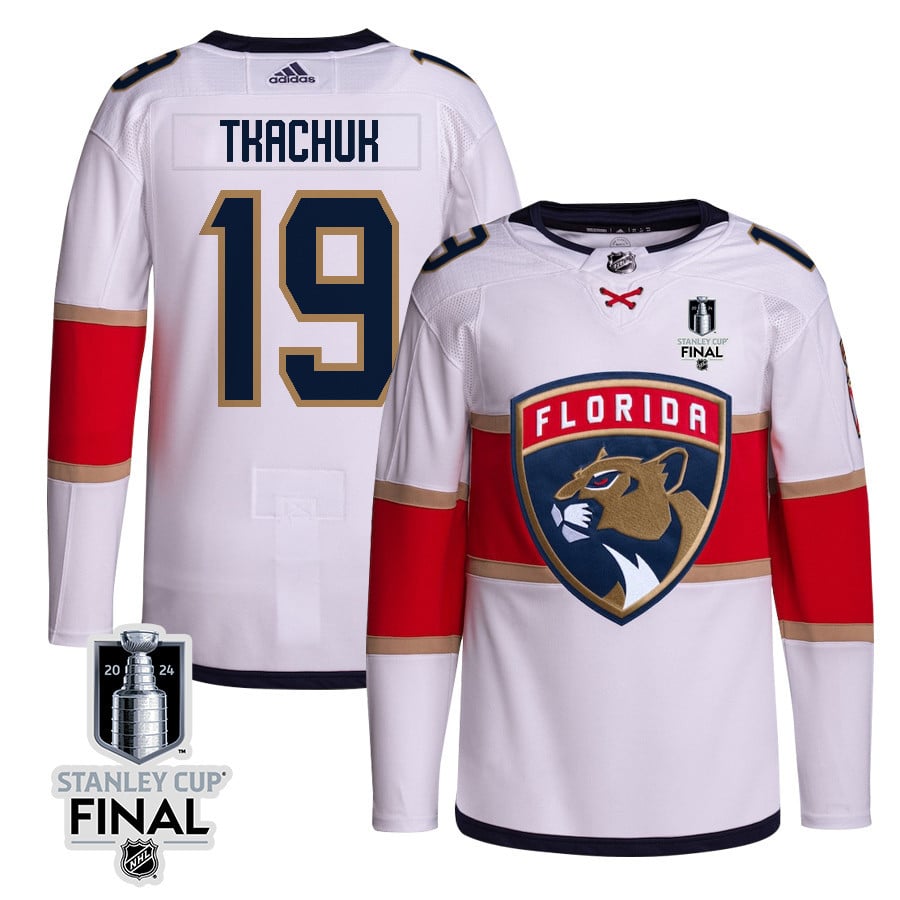 Matthew Tkachuk 19 Florida Panthers 2024 Stanley Cup Final Away Breakaway Jersey - Men, White