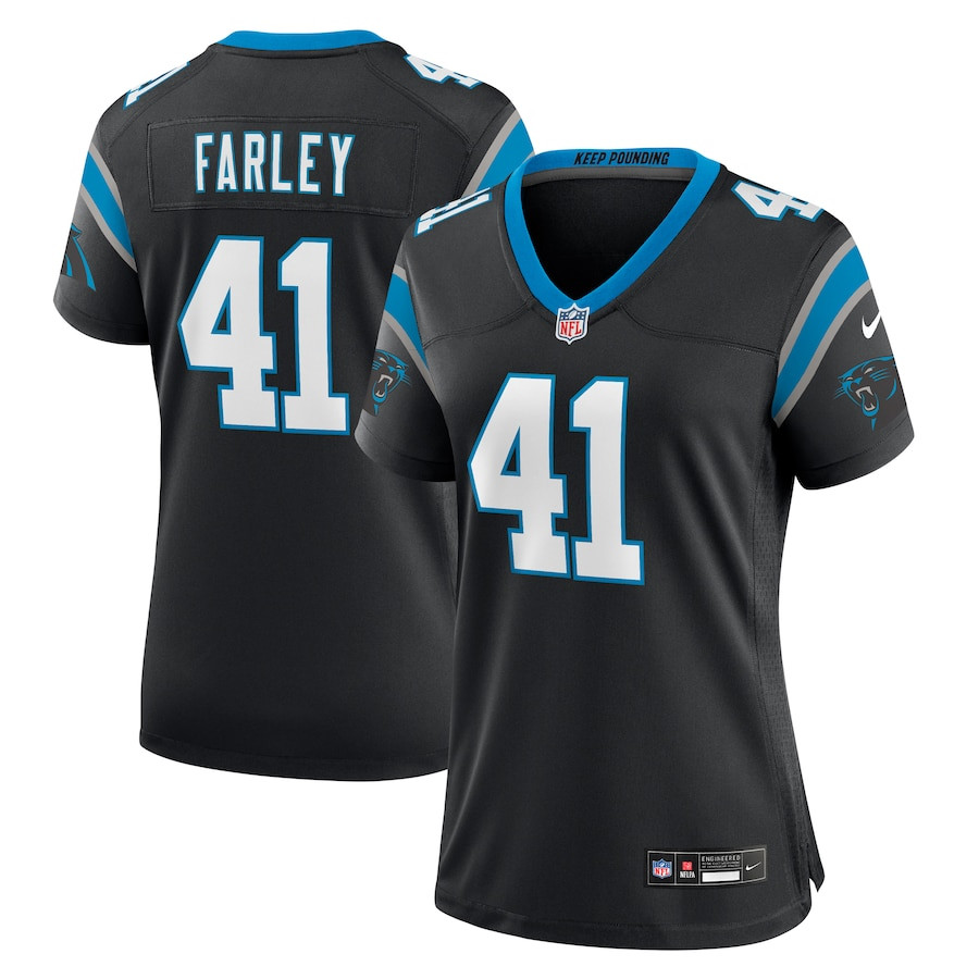 Matthias Farley 41 Carolina Panthers Women's Team Game Jersey - Black Js1538