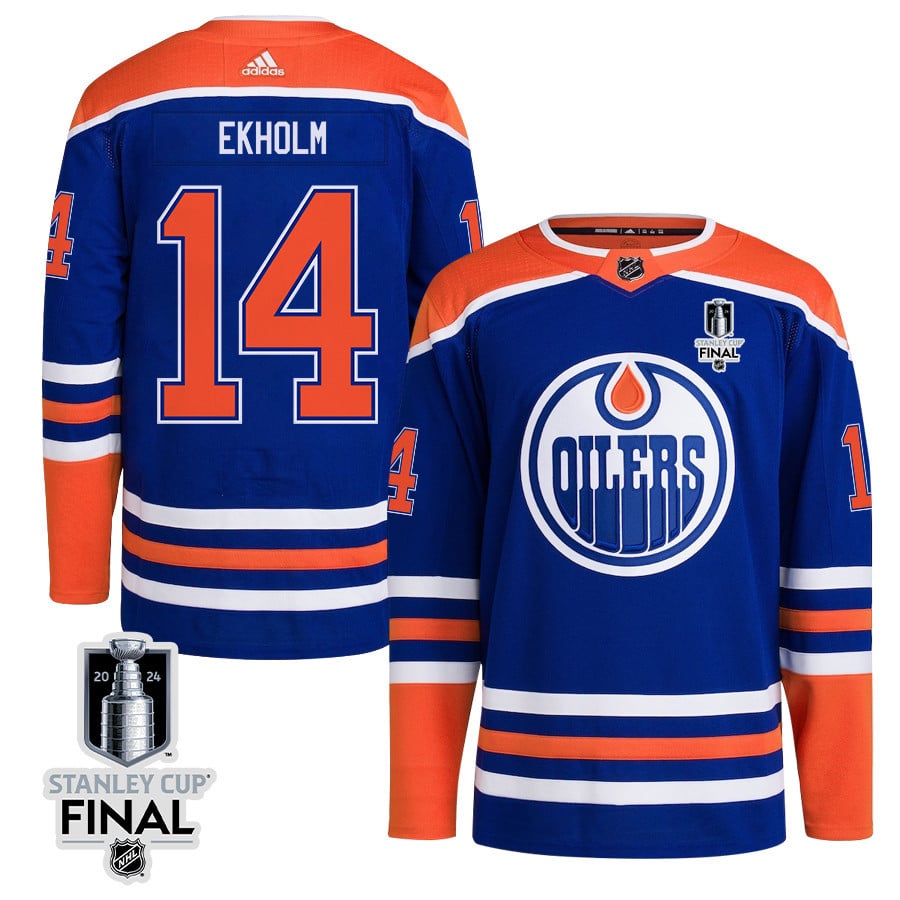 Mattias Ekholm 14 Edmonton Oilers 2024 Stanley Cup Final Home Primegreen Jersey - Men, Royal