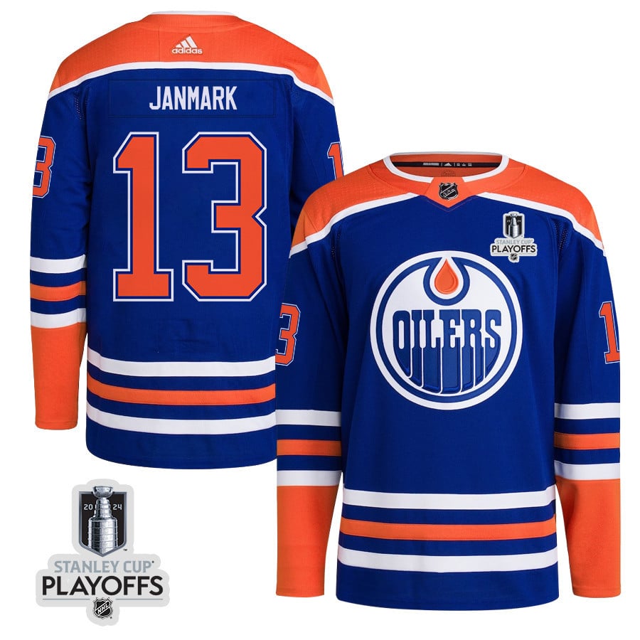 Mattias Janmark 13 Edmonton Oilers 2024 Nhl Playoffs Patch Home Jersey - Men
