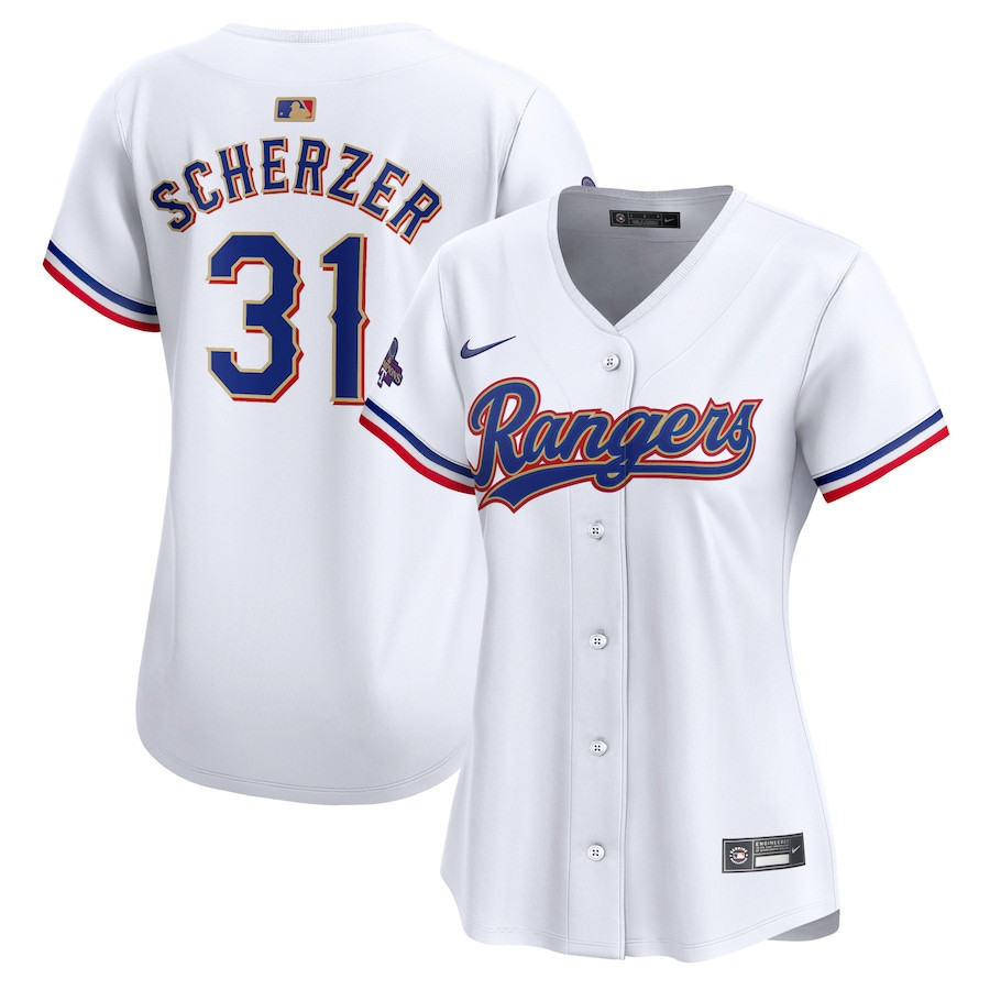 Max Scherzer 31 Texas Rangers 2024 Gold Collection Limited Jersey - Women White