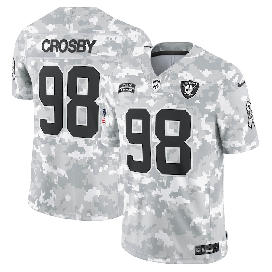 Maxx Crosby 98 Las Vegas Raiders 2024 Salute To Service Limited Men Jersey - Arctic Camo Js2470