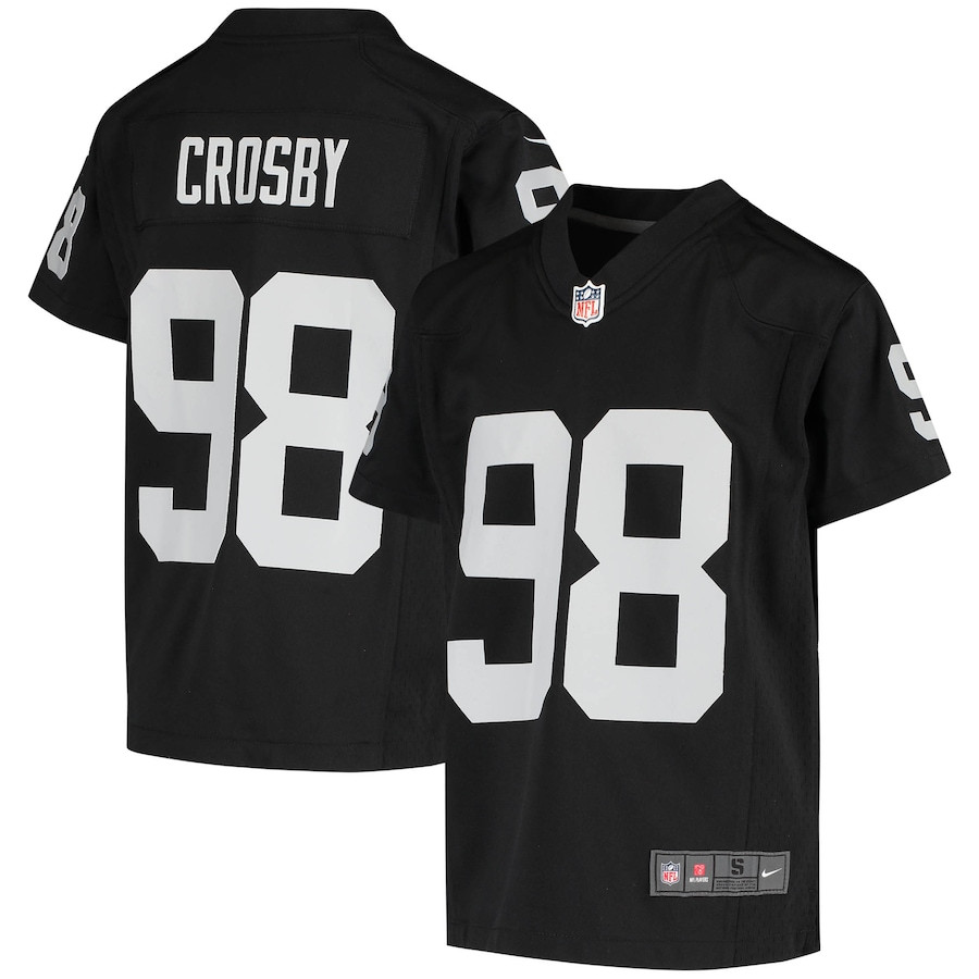 Maxx Crosby 98 Las Vegas Raiders Youth Game Jersey - Black Js2339