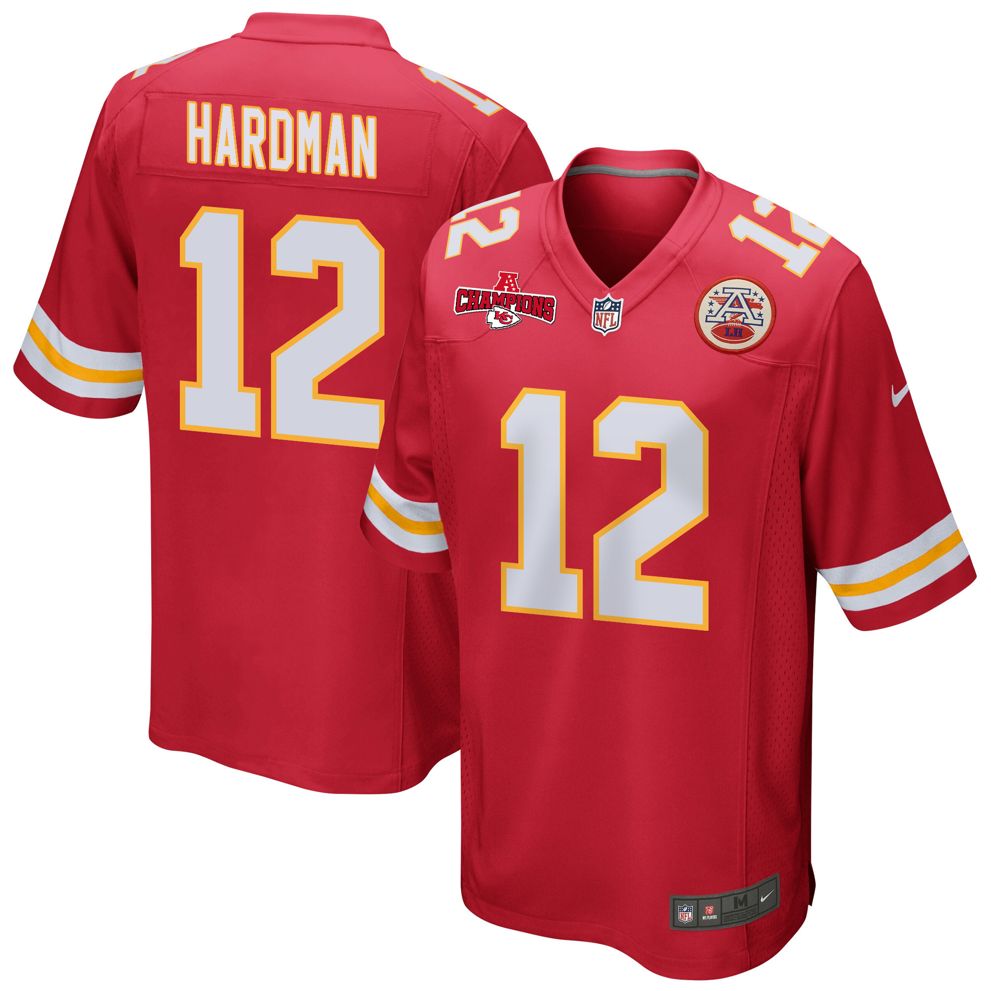 Mecole Hardman 12 Kansas City Chiefs Afc Champions Patch Game Men Jersey - Red Js9216