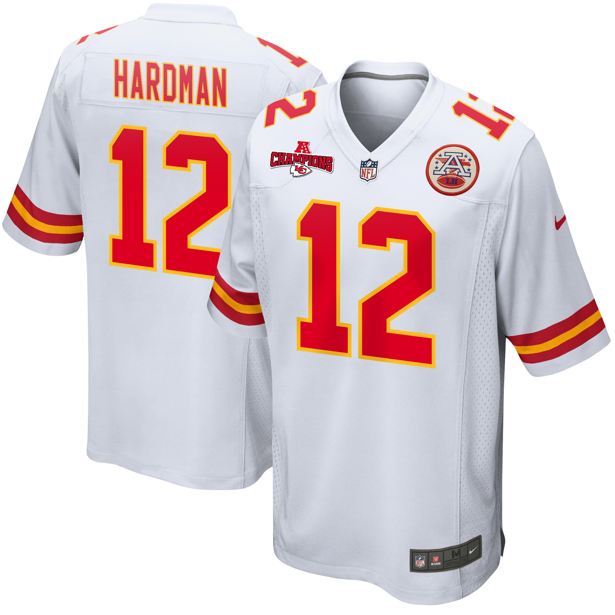 Mecole Hardman 12 Kansas City Chiefs Afc Champions Patch Game Men Jersey - White Js8906