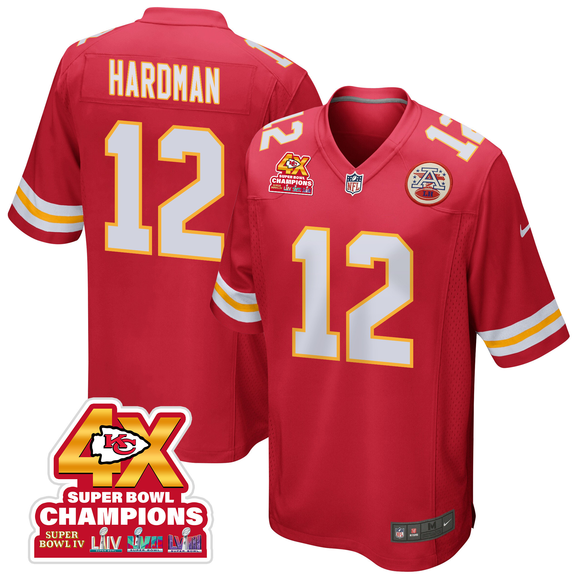 Mecole Hardman 12 Kansas City Chiefs Super Bowl Lviii Champions 4x Game Men Jersey - Red Js9047