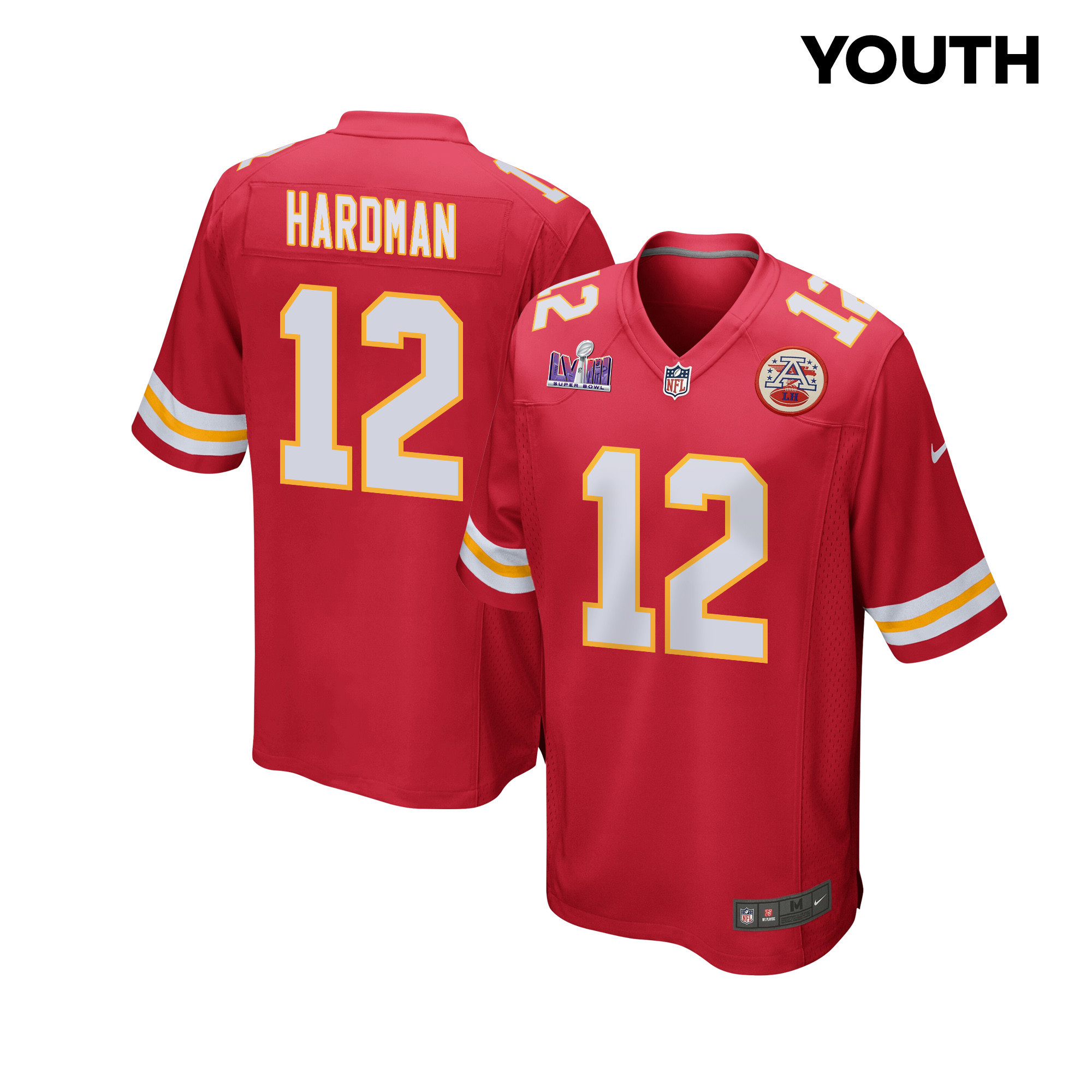 Mecole Hardman 12 Kansas City Chiefs Super Bowl Lviii Patch Game Youth Jersey - Red Js1852