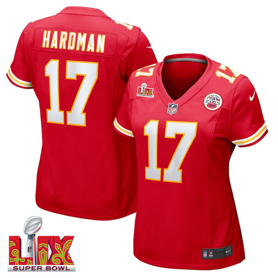 Mecole Hardman #17 Kansas City Chiefs Super Bowl Lix Women's Jersey - Red Js7827