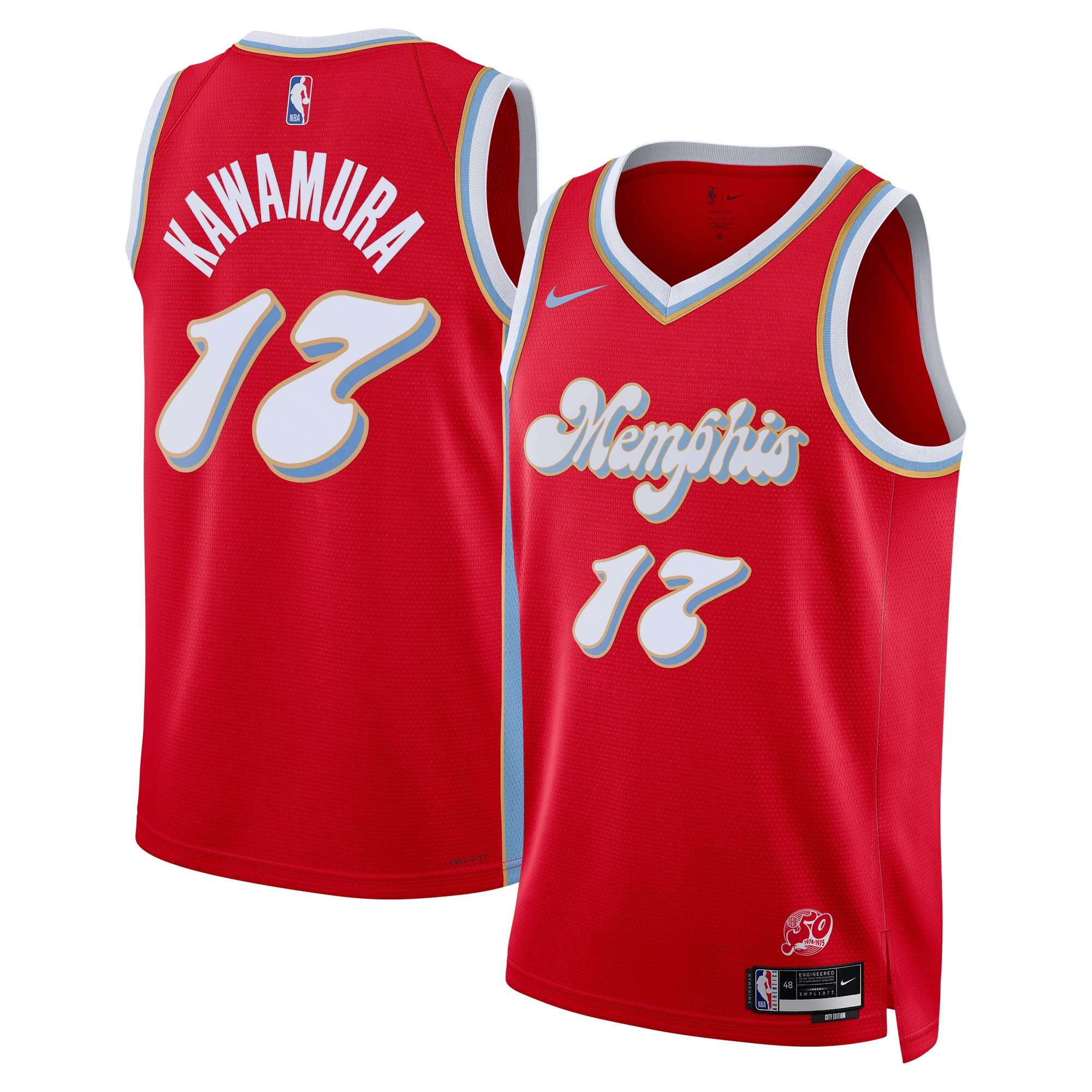 Memphis Grizzlies City Edition Swingman Jersey 2024 - Red - Yuki Kawamura - Unisex