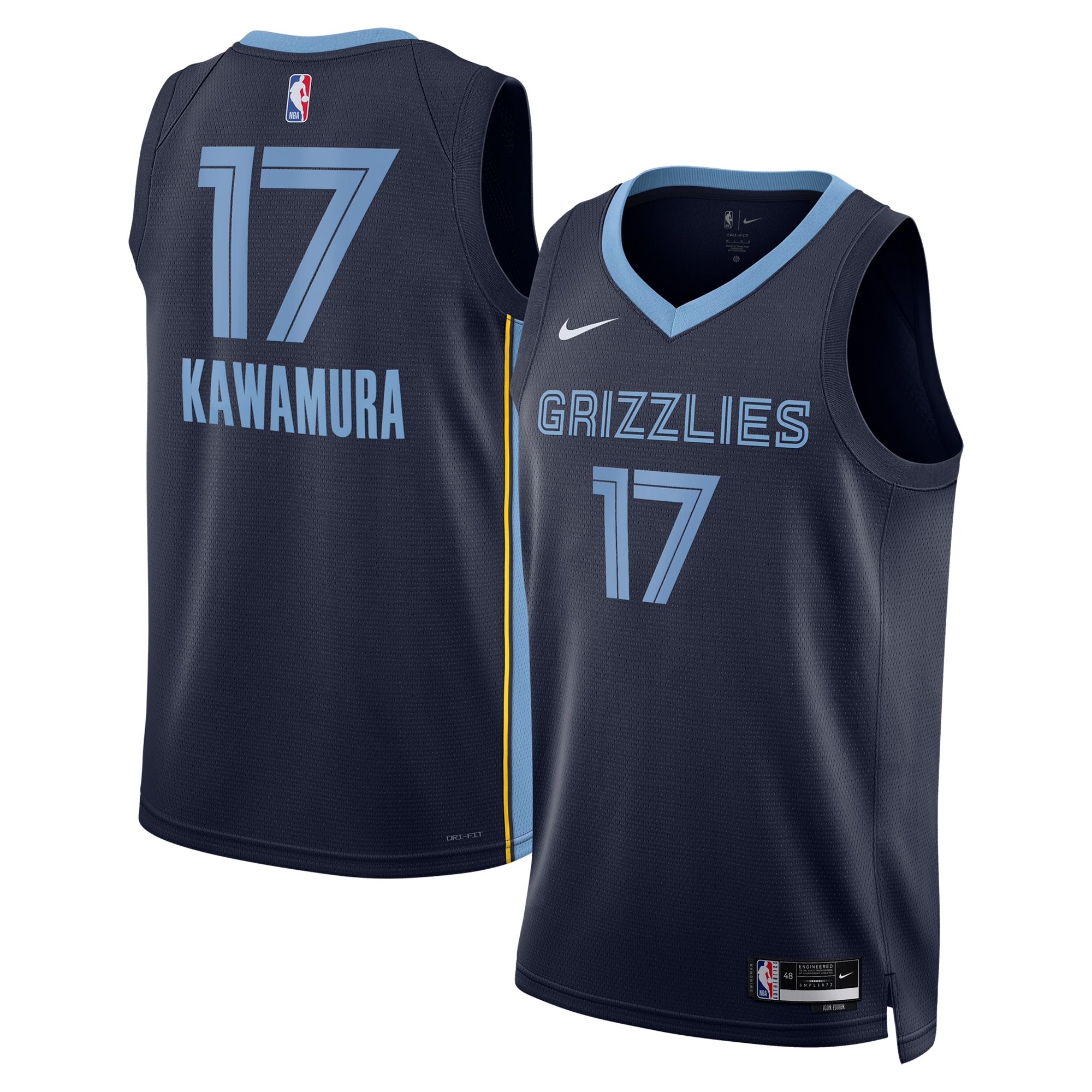 Memphis Grizzlies Icon Edition Swingman Jersey - Navy - Yuki Kawamura - Unisex
