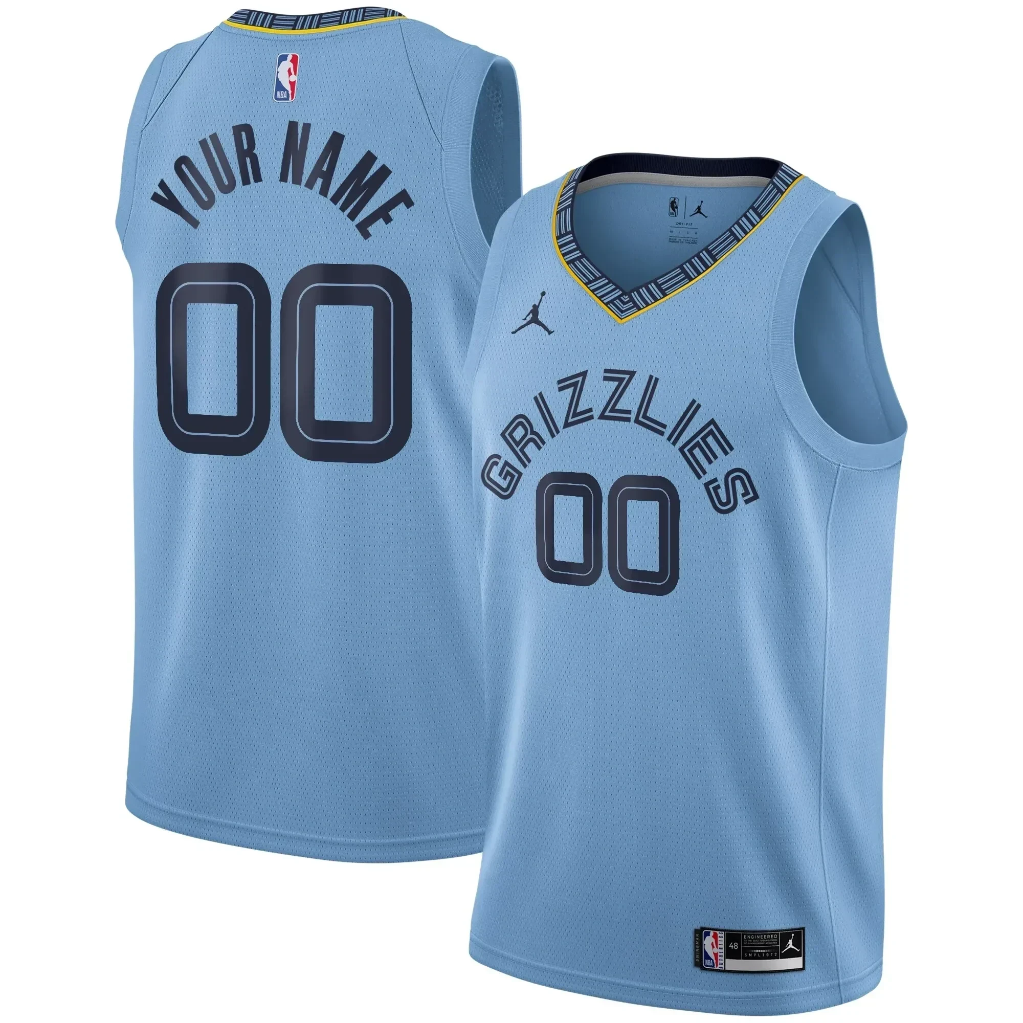 Memphis Grizzlies Swingman Custom Jersey - Statement Edition - Light Blue