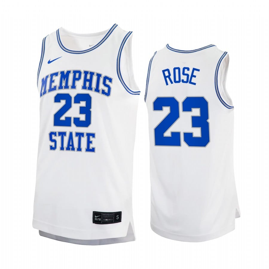 Memphis Tigers Derrick Rose 23 Jersey Retro White Basketball Uniform