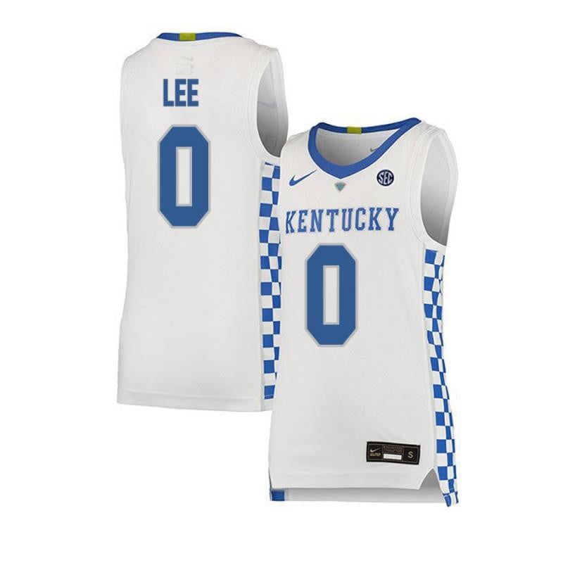 Men 0 Marcus Lee White Elite Kentucky Wildcats Basketball Jersey