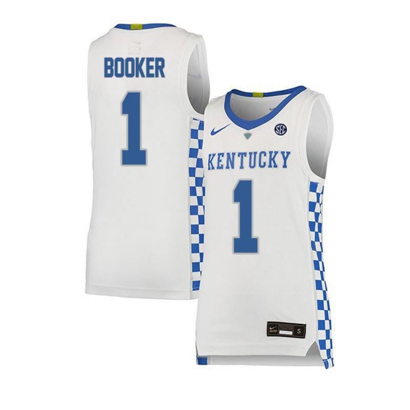 Men 1 Devin Booker White Elite Kentucky Wildcats Basketball Jersey
