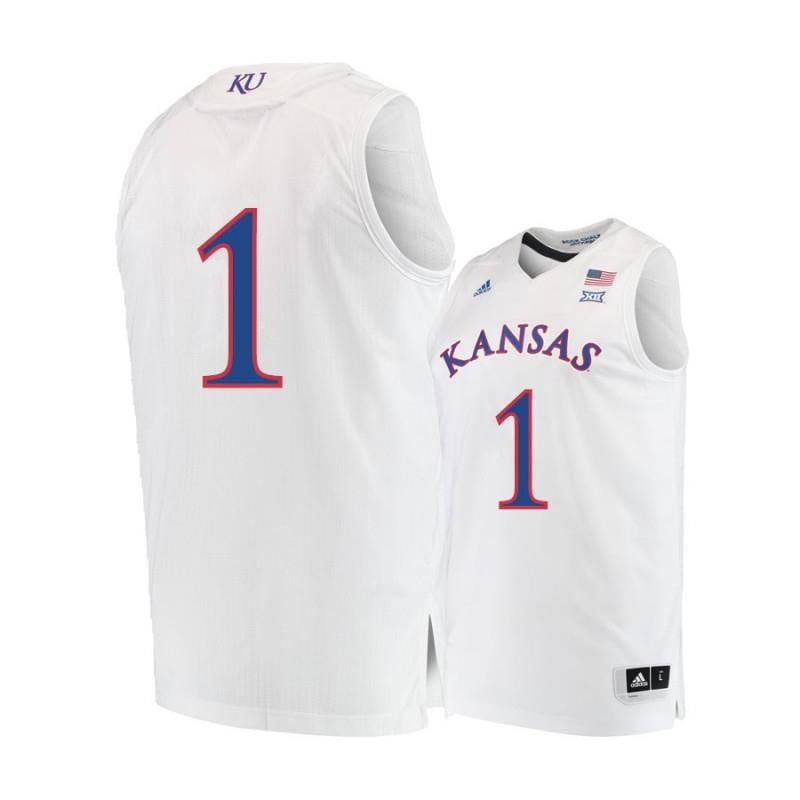 Men 1 Devon Dotson White Kansas Jayhawks Basketball Jersey