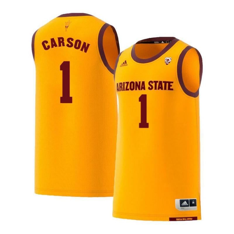 Men 1 Jahii Carson Yellow Retro Arizona State Sun Devils Basketball Jersey