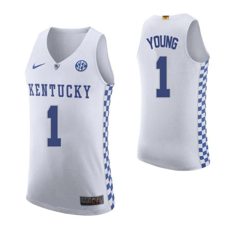 Men 1 James Young Road White Elite Kentucky Wildcats Basketball Jersey