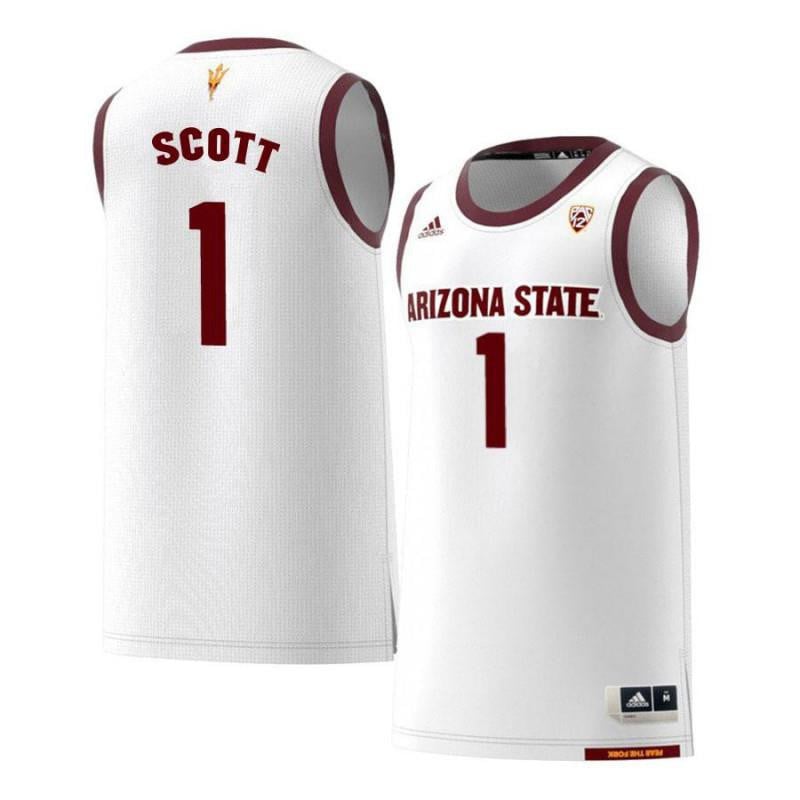 Men 1 Roosevelt Scott White Retro Arizona State Sun Devils Basketball Jersey
