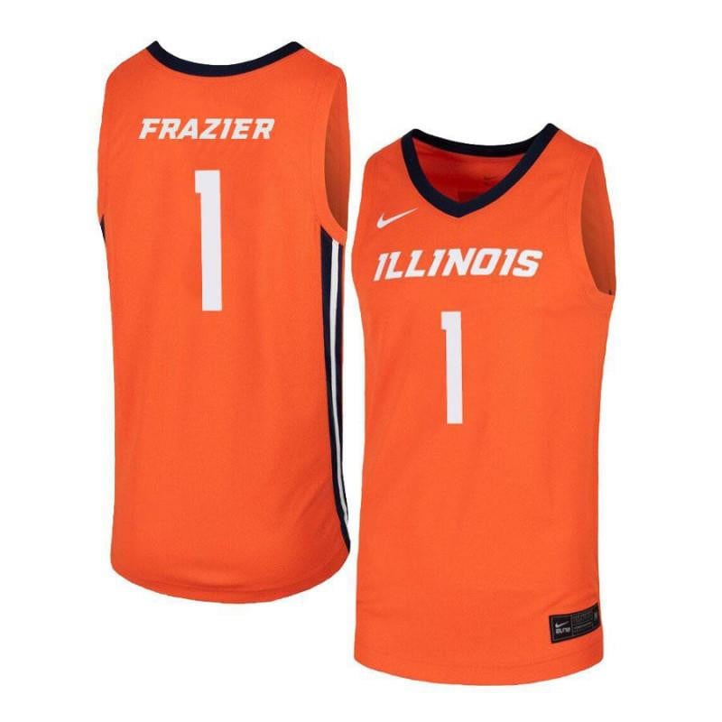 Men 1 Trent Frazier Orange Elite Illinois Fighting Illini Basketball Jersey