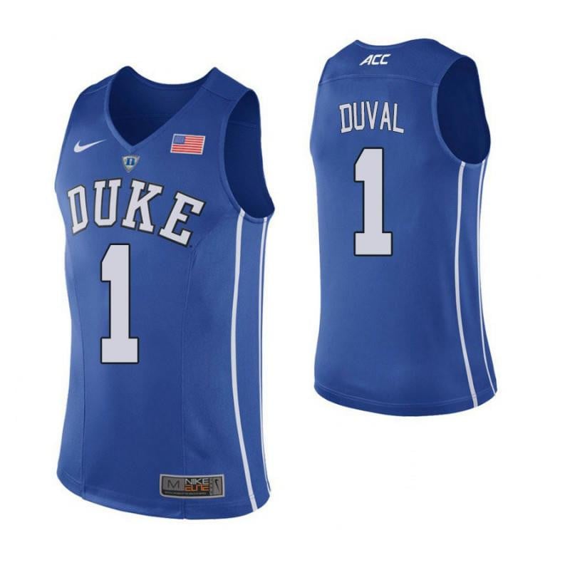 Men 1 Trevon Duval Blue Elite Duke Blue Devils Basketball Jersey