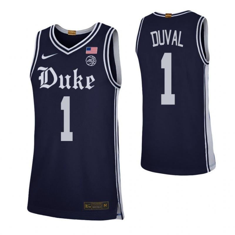 Men 1 Trevon Duval Navy Elite Duke Blue Devils Basketball Jersey