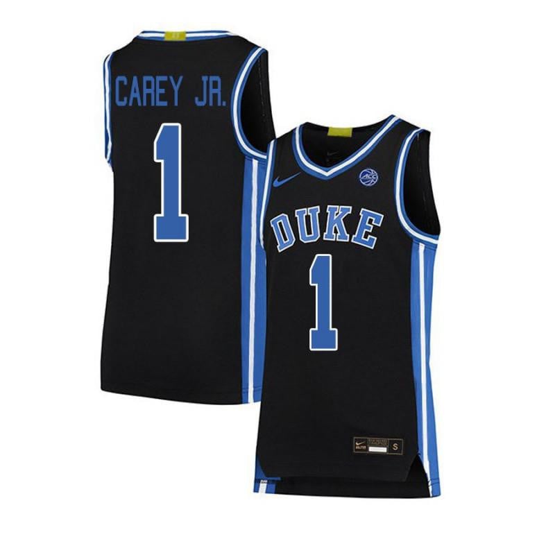 Men 1 Vernon Carey Jr Black Elite Duke Blue Devils Basketball Jersey