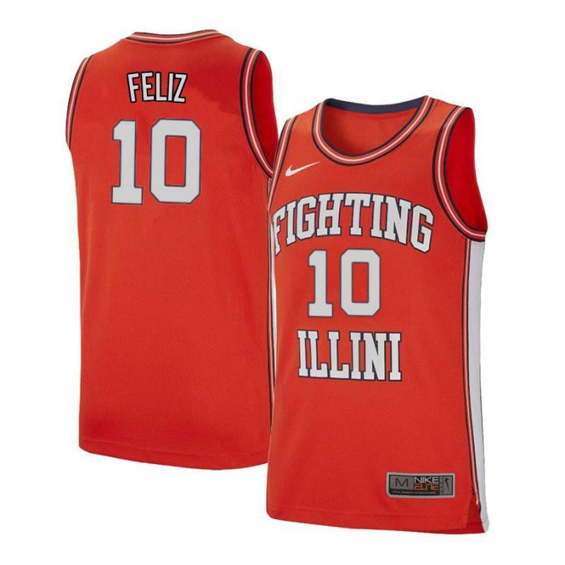Men 10 Andres Feliz Orange Retro Elite Illinois Fighting Illini Basketball Jersey